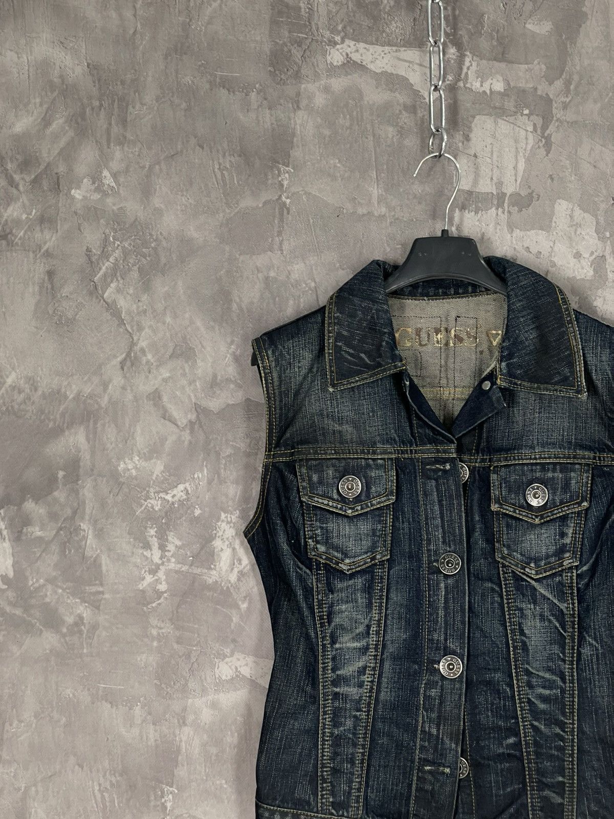 Guess × Japanese Brand Y2K Guess Glamour Avant Garde Vintage Denim Vest Size M / US 6-8 / IT 42-44 - 4 Thumbnail