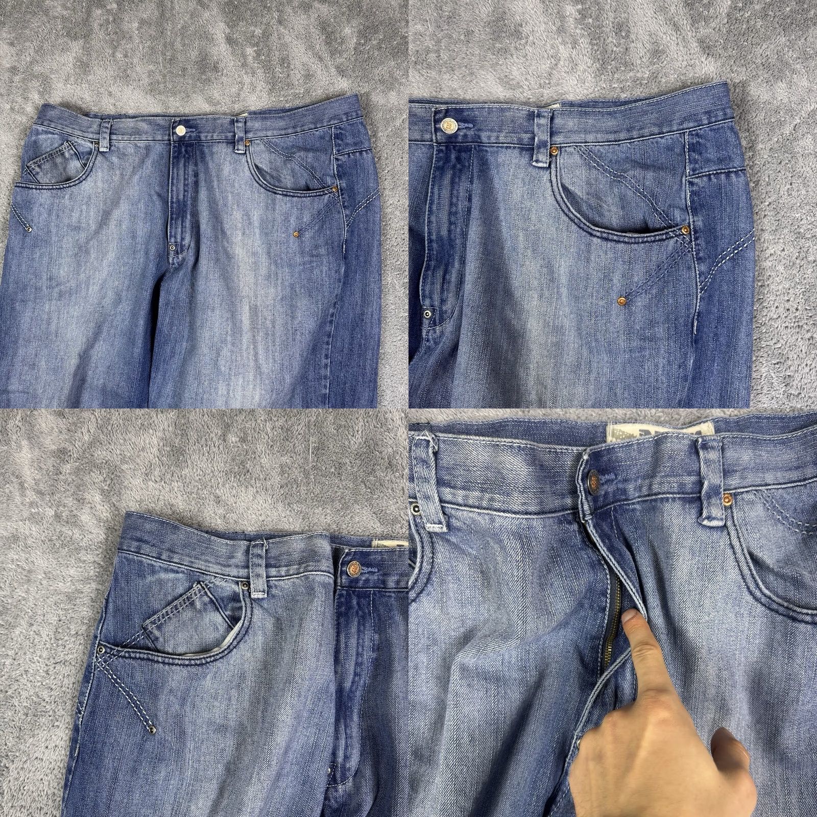 Denime 212 NYC Baggy Wide Leg Streetwear Y2K Fade Denim Skater Grunge Mens Jeans Blue Zip Size US 30 / EU 46 - 8 Thumbnail