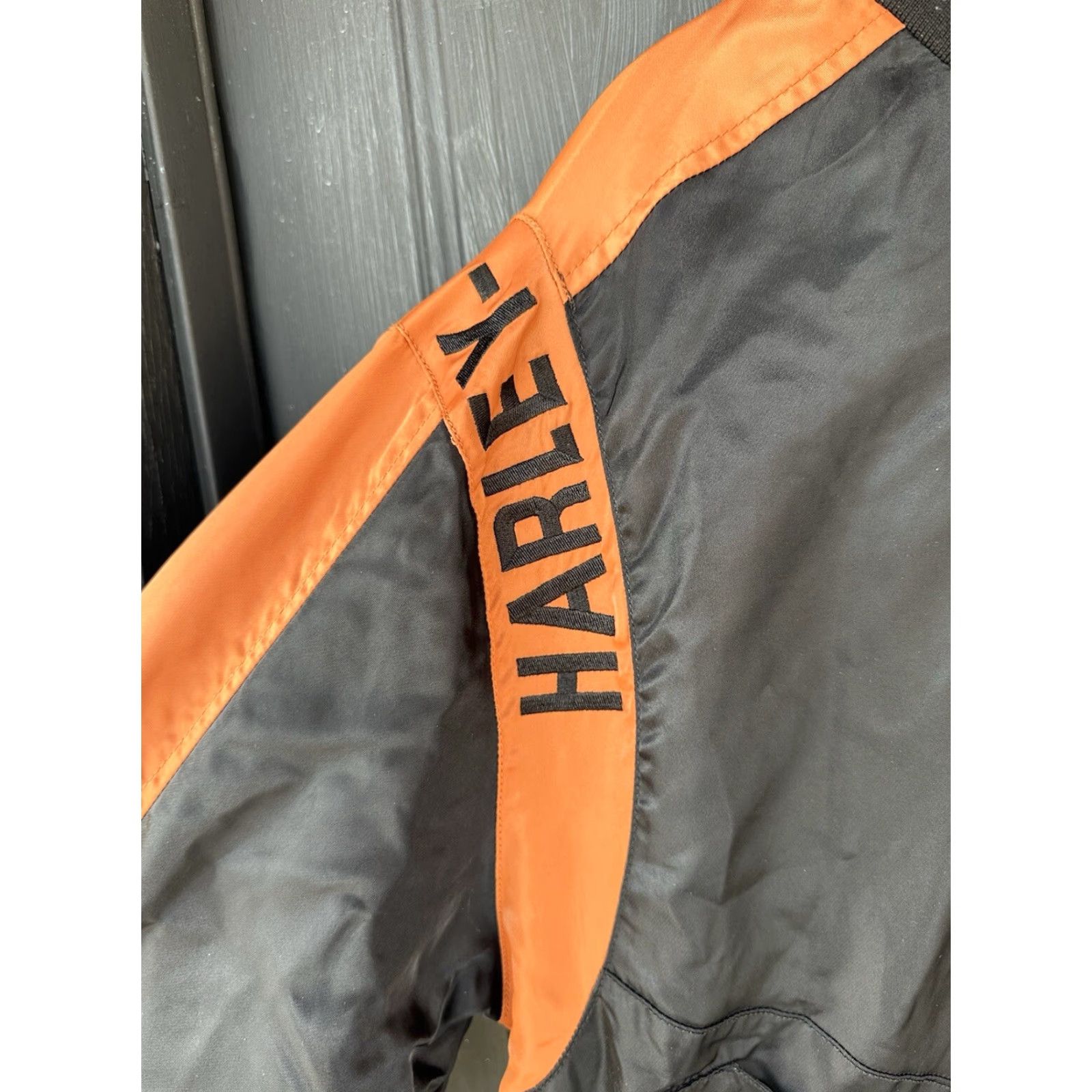 Harley Davidson Harley-Davidson Jacket Mens Bar Shield Nylon Bomber Zip Black Orange Shield Colorblocked 2000s Riding Size US M / EU 48-50 / 2 - 5 Thumbnail