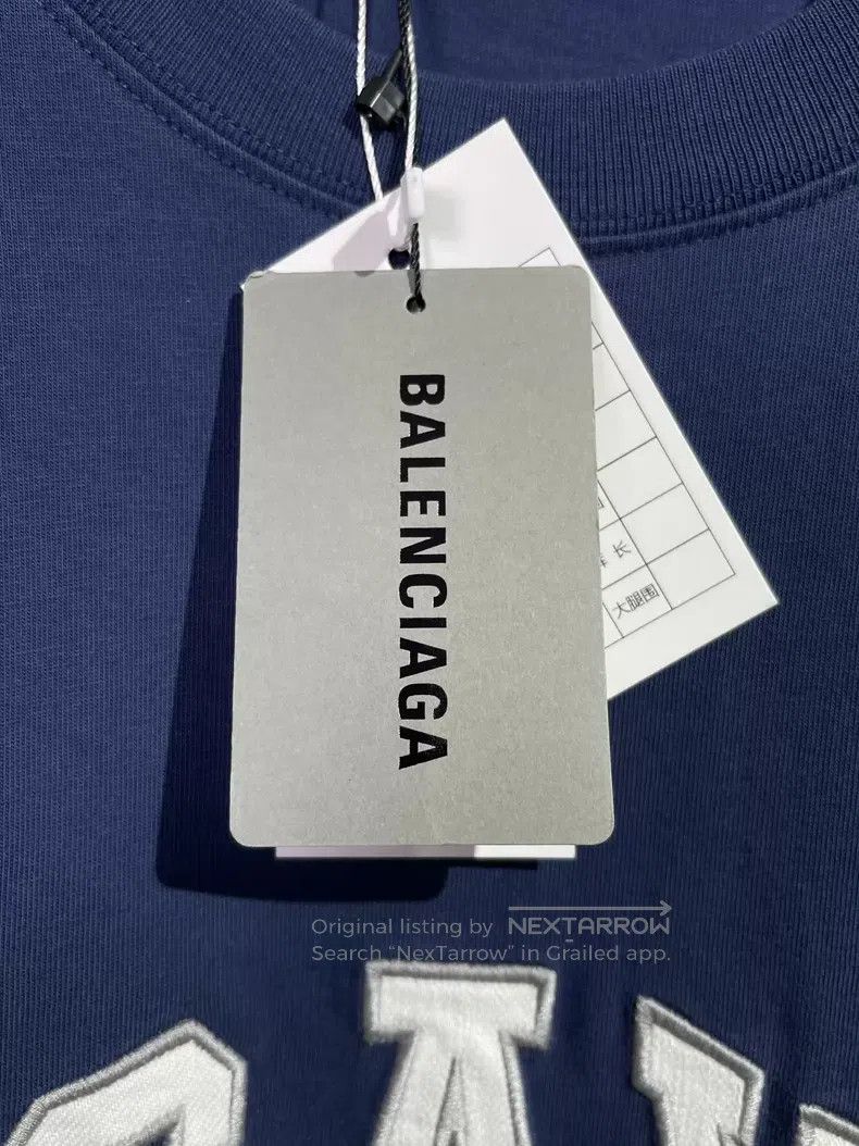 Balenciaga Balenciaga Dark Blue Patch Embroidered Letter Short Sleeve Size US L / EU 52-54 / 3 - 4 Thumbnail