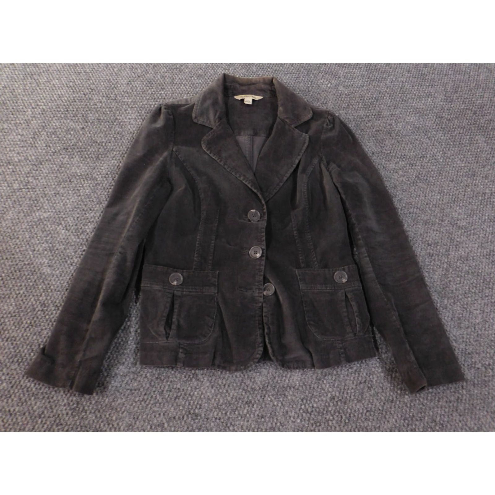 Vintage St. John's Bay Blazer Jacket Womens S Gray Corduroy Stretch Casual Long Sleeve Button Size S / US 4 / IT 40 - 2 Thumbnail