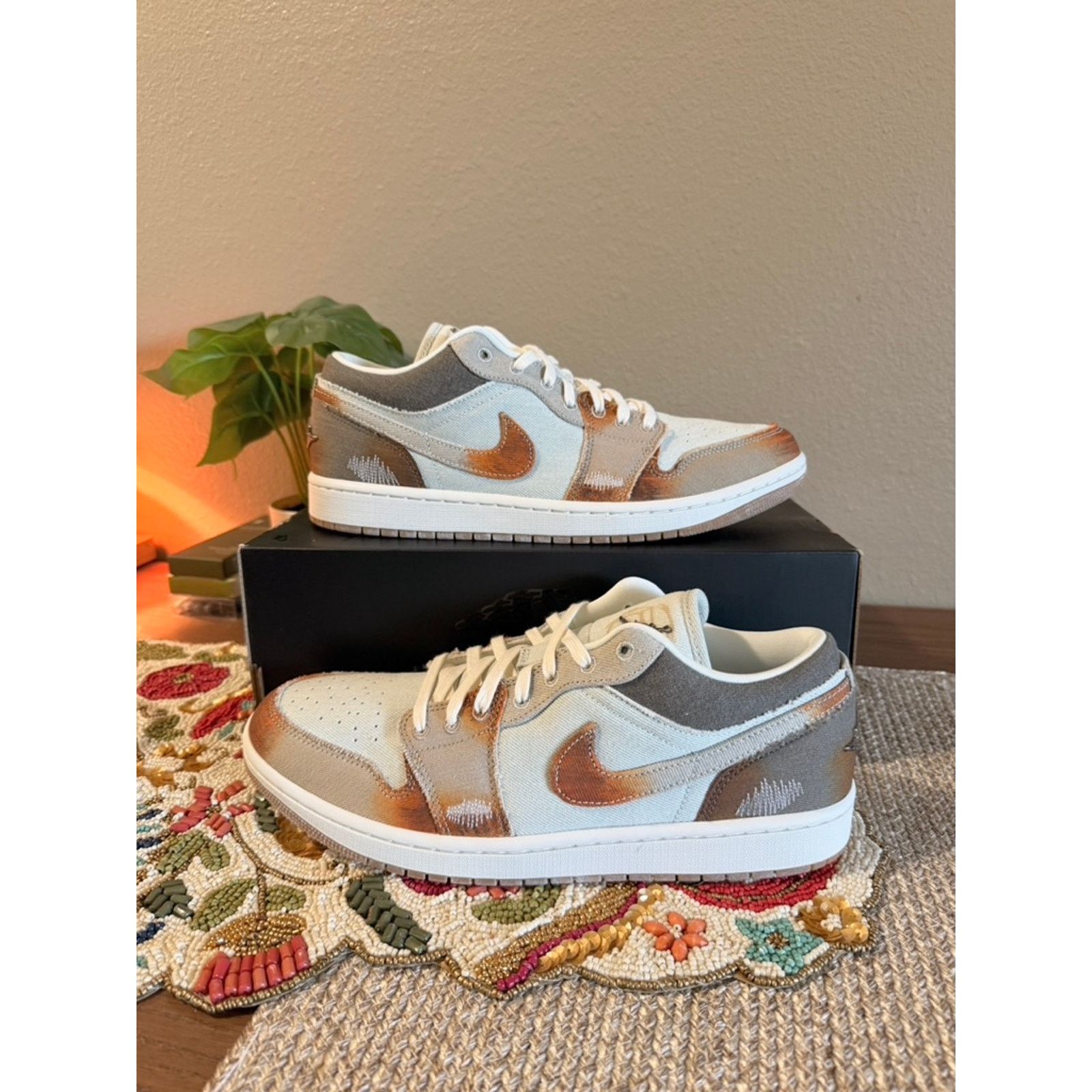 Jordan Brand × Nike Jordan 1 Low SE Multi-Color Sail Light Bone Canvas Patchwork Size US 11.5 / EU 44-45 - 1 Thumbnail