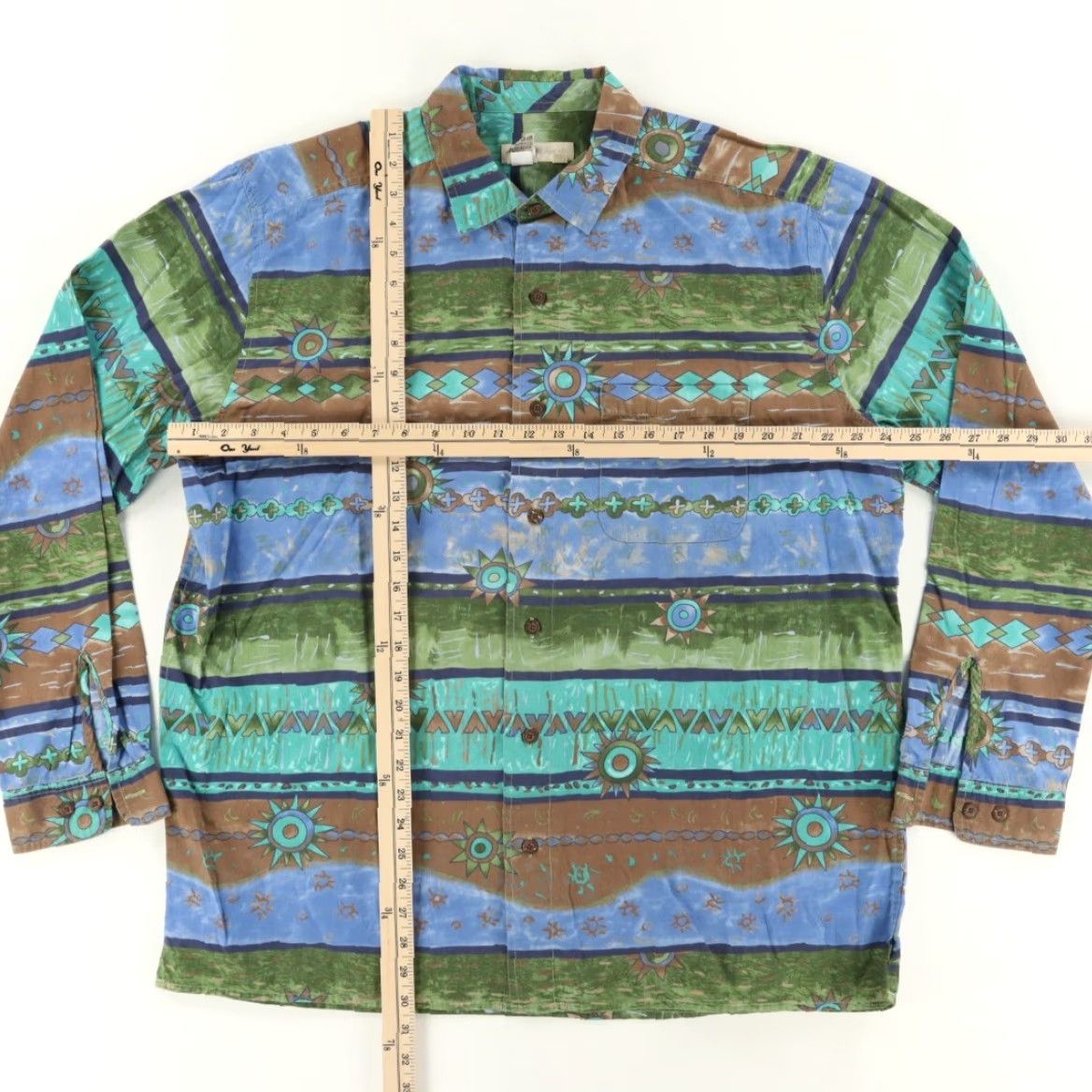 The Territory Ahead The Territory Ahead Tribal Native Print All Over Print Long Sleeve Button Up Shirt Mens L Size US L / EU 52-54 / 3 - 3 Thumbnail