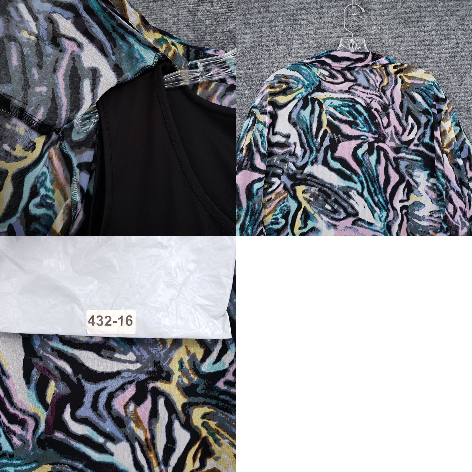 Vintage Maggie Barnes Women Plus Size 3X 26/28 Blue Abstract Cardigan Sweater Open Front Boho Size XXL / US 16-18 / IT 52-54 - 8 Thumbnail