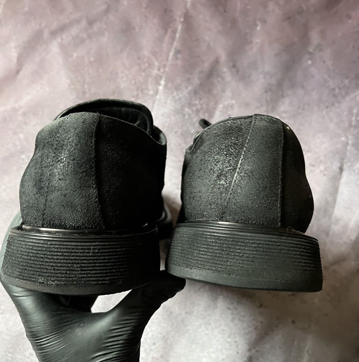 Prada Prada Men's Black Suede Platform Oxfords Size US 10.5 / EU 43-44 - 4 Thumbnail