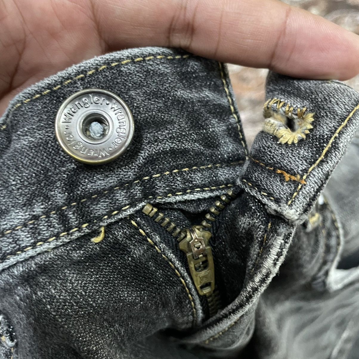 Wrangler 🔥Vintage Wrangler W0903 Stoned Washed Distress Denim Jeans Size US 33 - 12 Thumbnail
