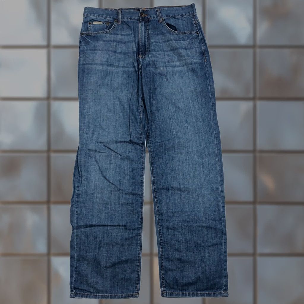 Calvin Klein Jeans Mens Jeans Blue Straight 34x32, Men's