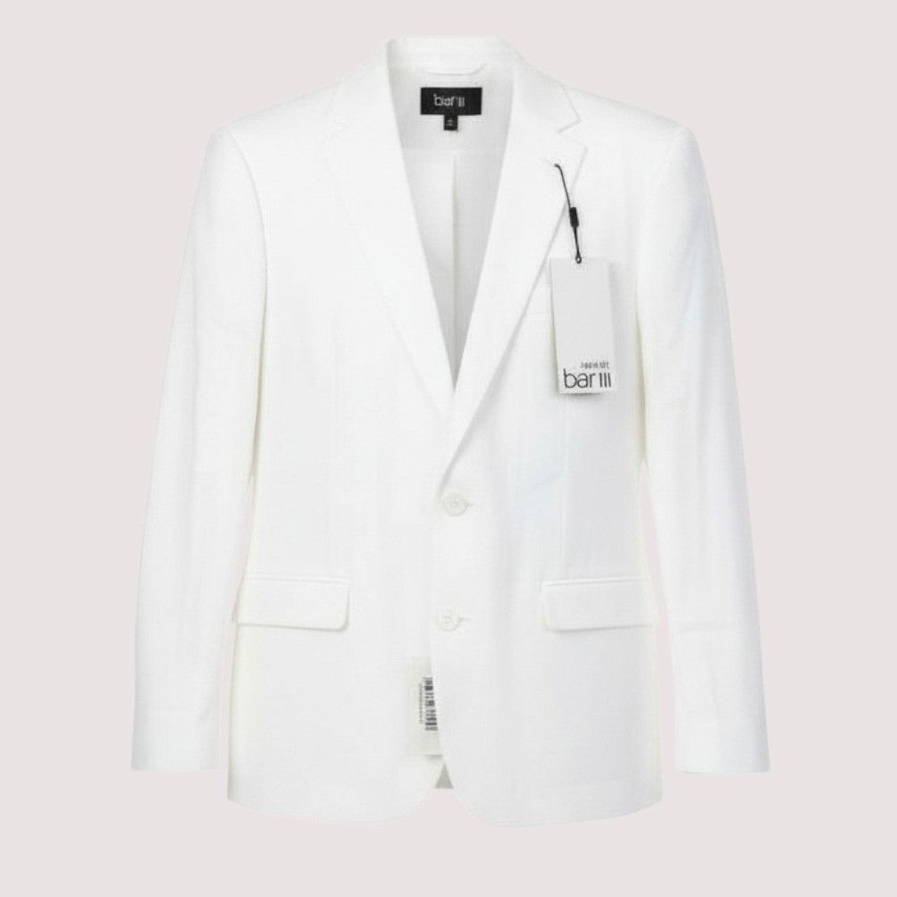 Bar III Bar III Slim Fit Linen Blazer Mens 42S White Preppy Classic Size 42S - 1 Thumbnail