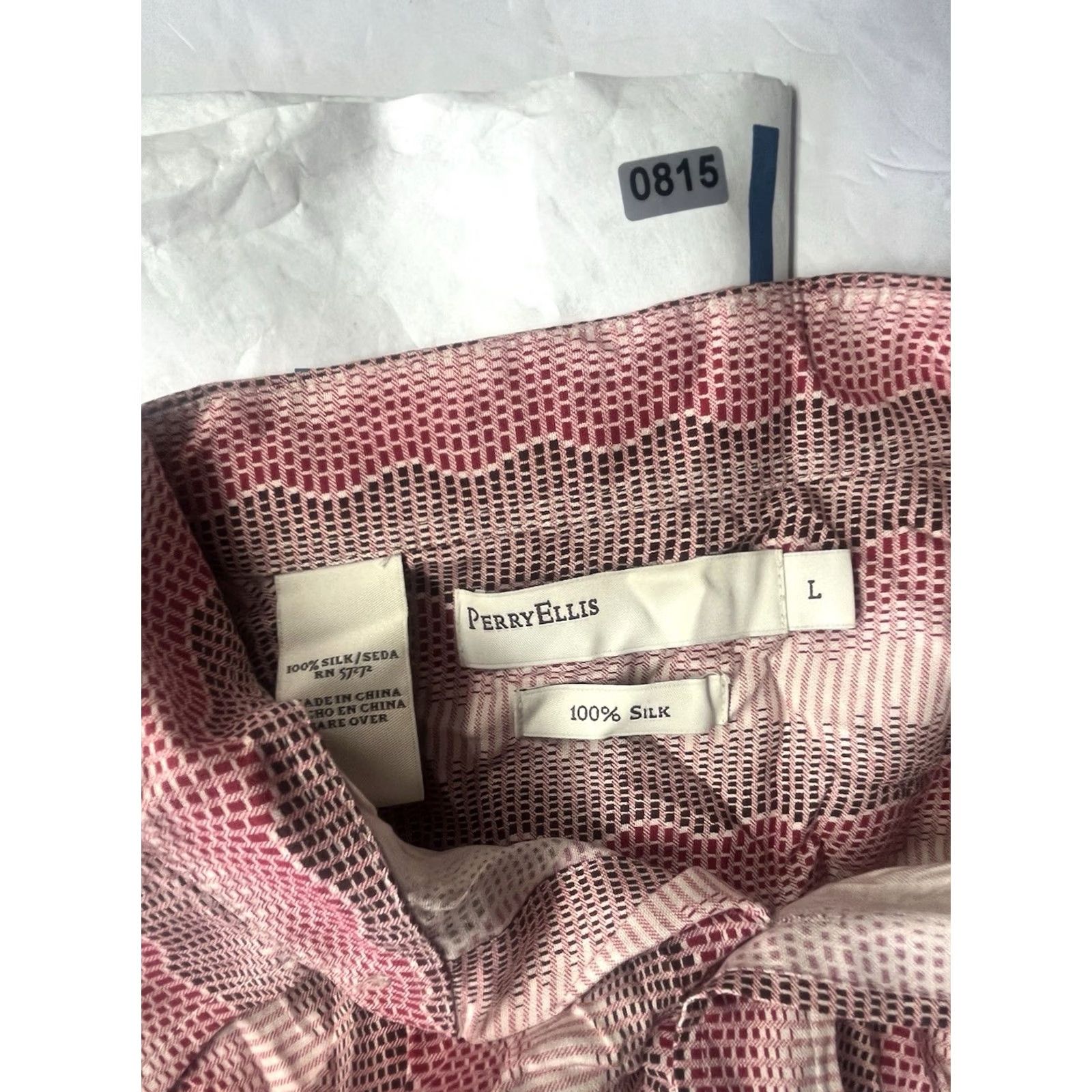 Perry Ellis Perry Ellis Men's 100% Silk White Rose Shirt L Size US L / EU 52-54 / 3 - 8 Thumbnail
