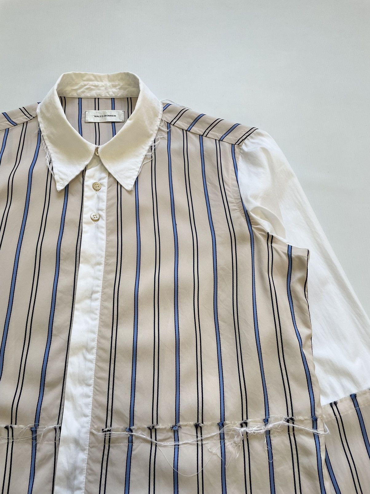Wales Bonner A/W 20 Reworked Raw Edge Stripe Shirt Size US M / EU 48-50 / 2 - 6 Thumbnail