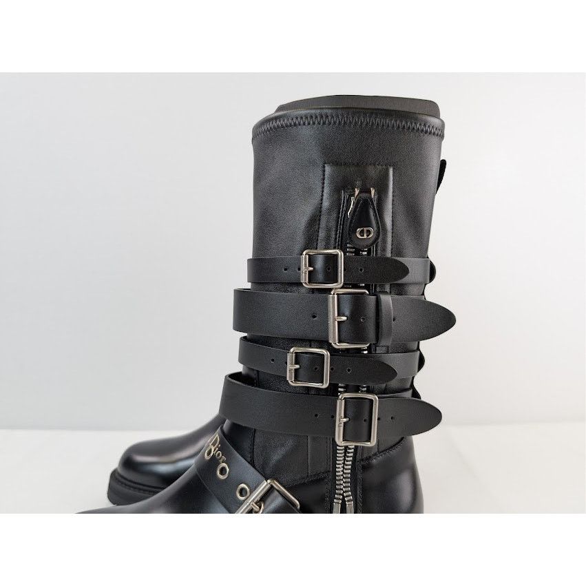 Dior o1rshd1 Christian Zip Detailed Buckled Boots in Black Size US 10 / IT 40 - 12 Thumbnail