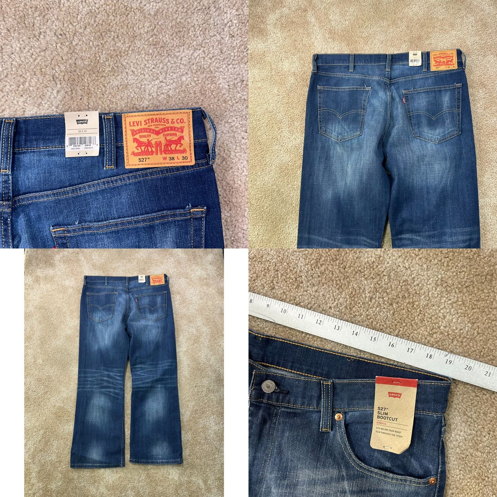 Levi's VINTAGE Levi's 527 Jeans 5-Pocket Design Men 38x30 Blue Denim Slim Bootcut Cadet Western Cowboy Size US 38 / EU 54 - 8 Thumbnail