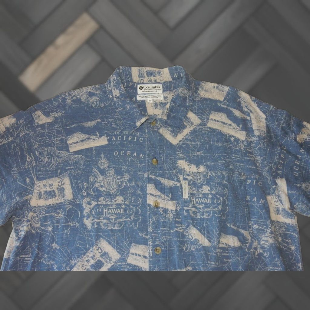 Vintage Columbia Button-Up Shirt Men's Medium Blue Short Sleeve Size US M / EU 48-50 / 2 - 1 Thumbnail