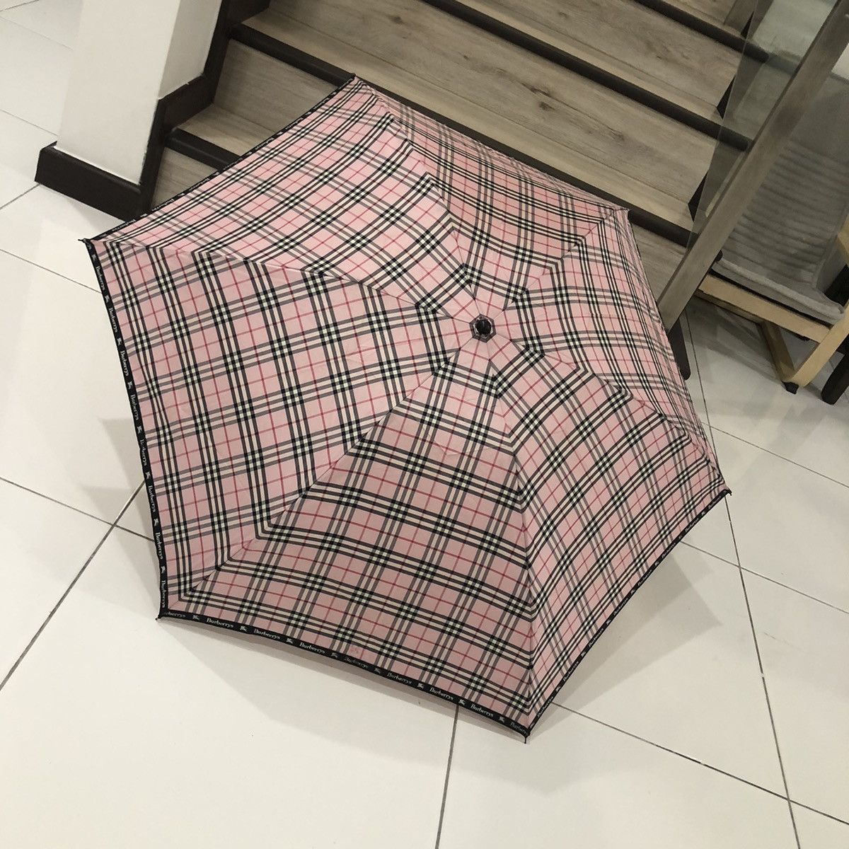 Burberry Burberry's Checked Novacheck Waterproof Folding Umbrella Size ONE SIZE - 2 Thumbnail