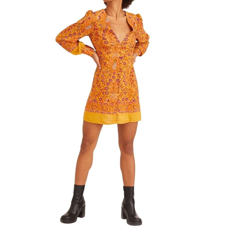 Urban Outfitters Urban Outfitters Michelle Plunging Long Sleeve Mini Dress XS Size XS / US 0-2 / IT 36-38 - 1 Thumbnail