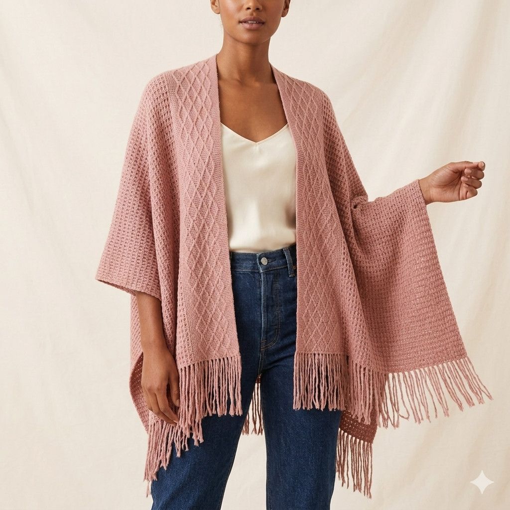 Other Roffe Accessories 56x38" Wrap Blanket Shawl Mauve Pink Knit Size ONE SIZE - 2 Thumbnail