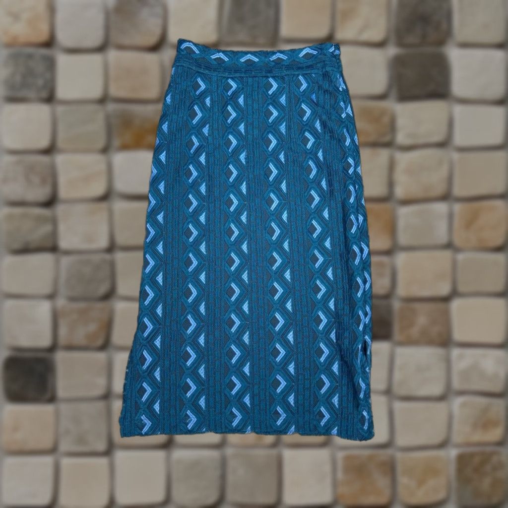 Anthropologie VINTAGE By Anthropologie Sienna Embroidered Pencil Skirt Womens 0 Blue Straight Side Zip Size 25" / US 0 / IT 36 - 1 Thumbnail