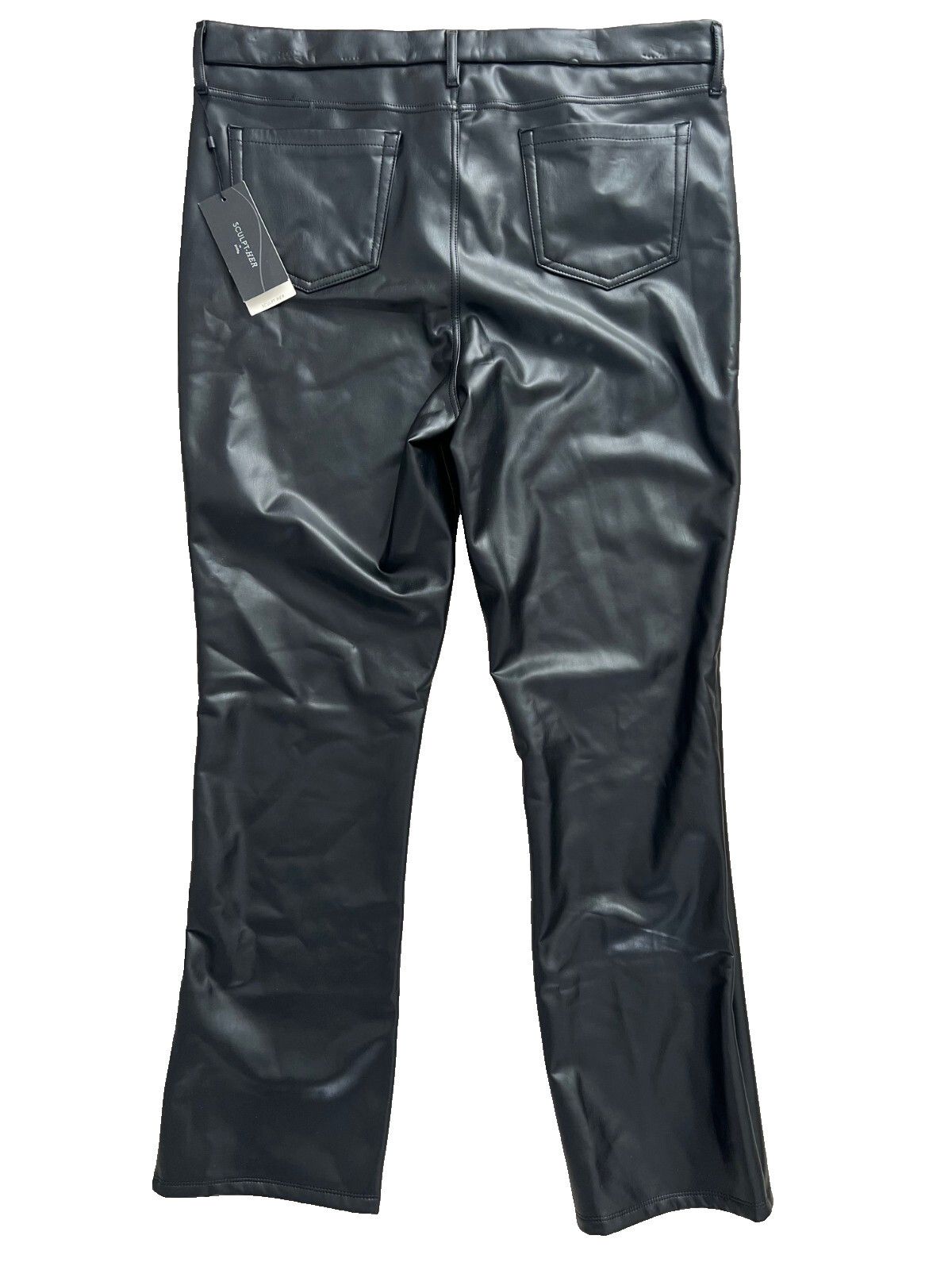NYDJ Marilyn Faux Leather Straight Leg Pants in Black ( 18 )