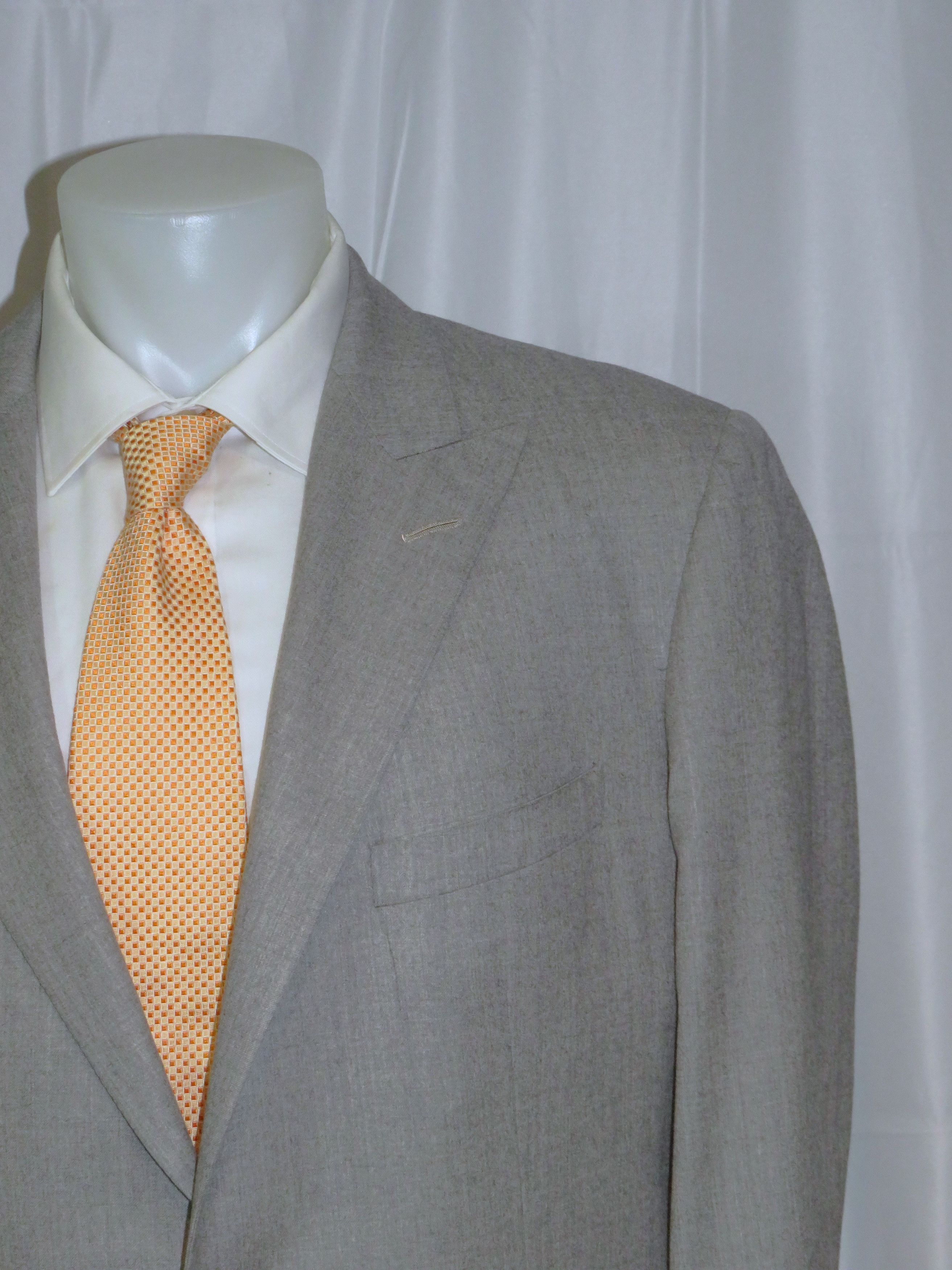 Alan Flusser Pale Gray Solid Flannel Two Button Suit 40L Size 40L - 5 Thumbnail