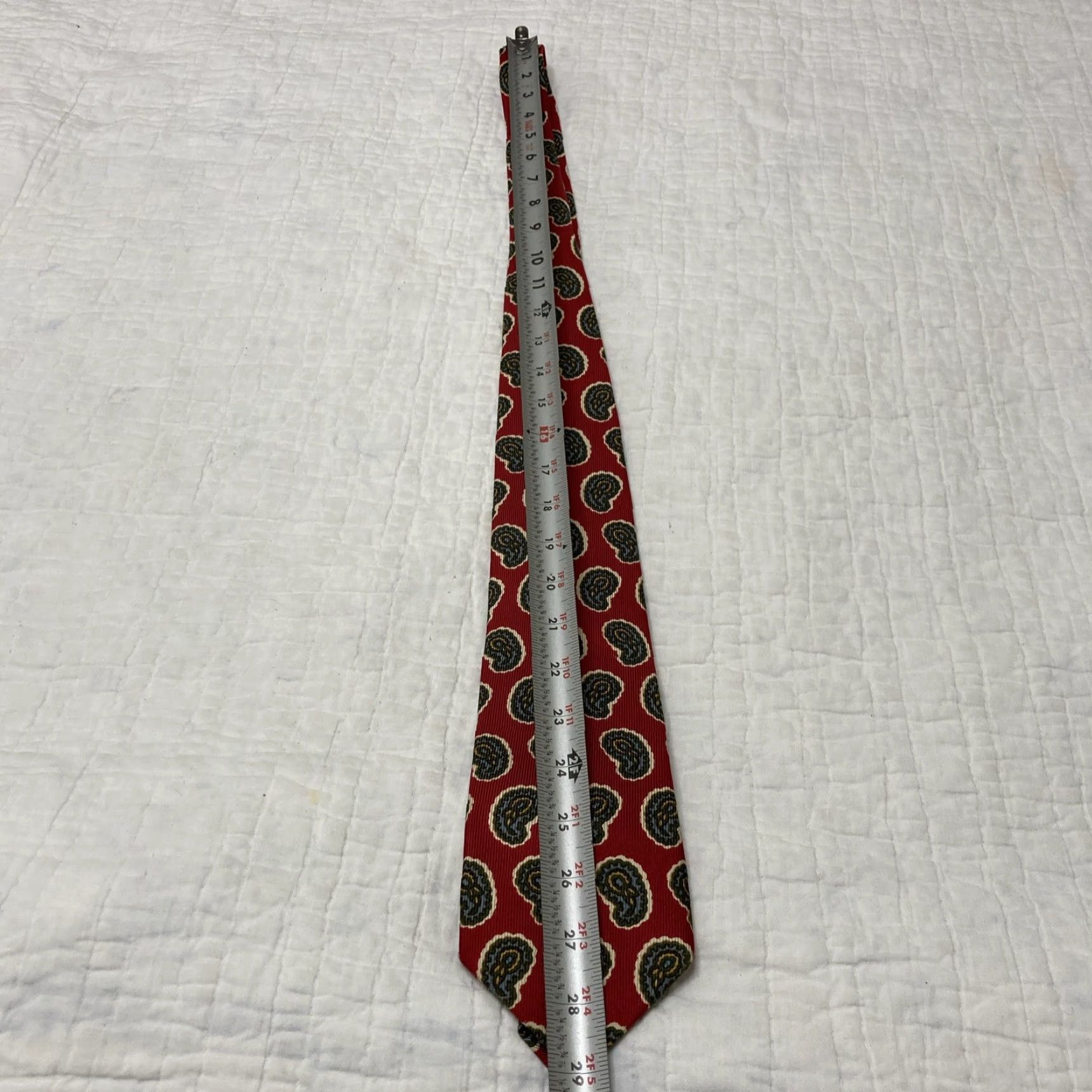 Faconnable FACONNABLE Men 100% Silk Necktie FRANCE Designer Amoeba Paisley Tie Classic Red Long (More Than 60") Handmade N/A Womens/Men Size ONE SIZE - 8 Thumbnail