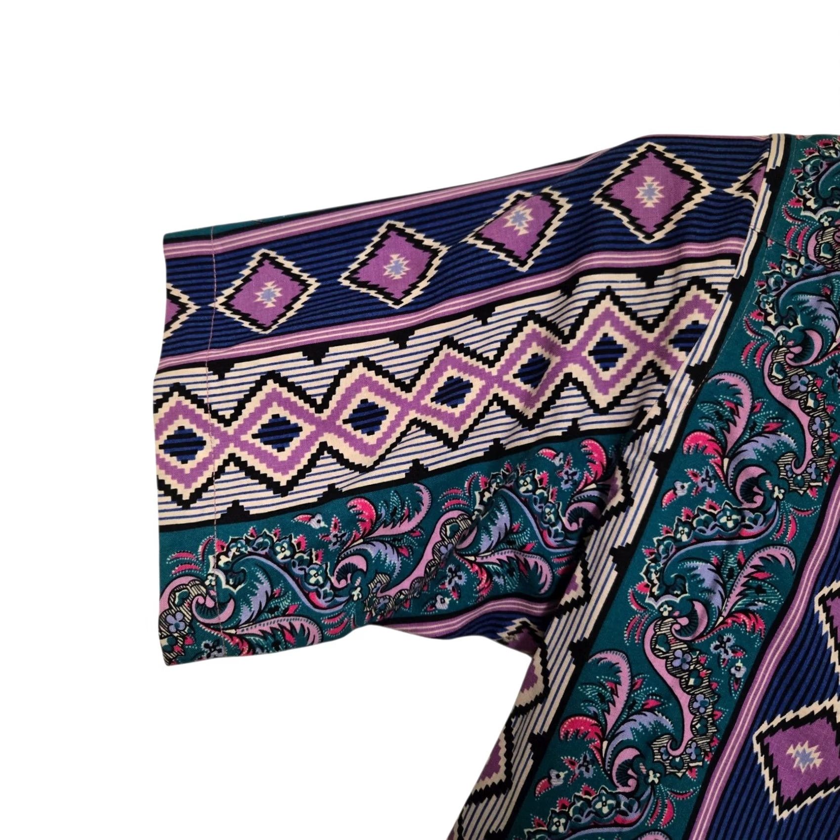 Wrangler VINTAGE Wrangler Brushpopper Shirt 16 Large Purple Aztec Rodeo Western Paisley Shirt Mens Size US L / EU 52-54 / 3 - 6 Thumbnail