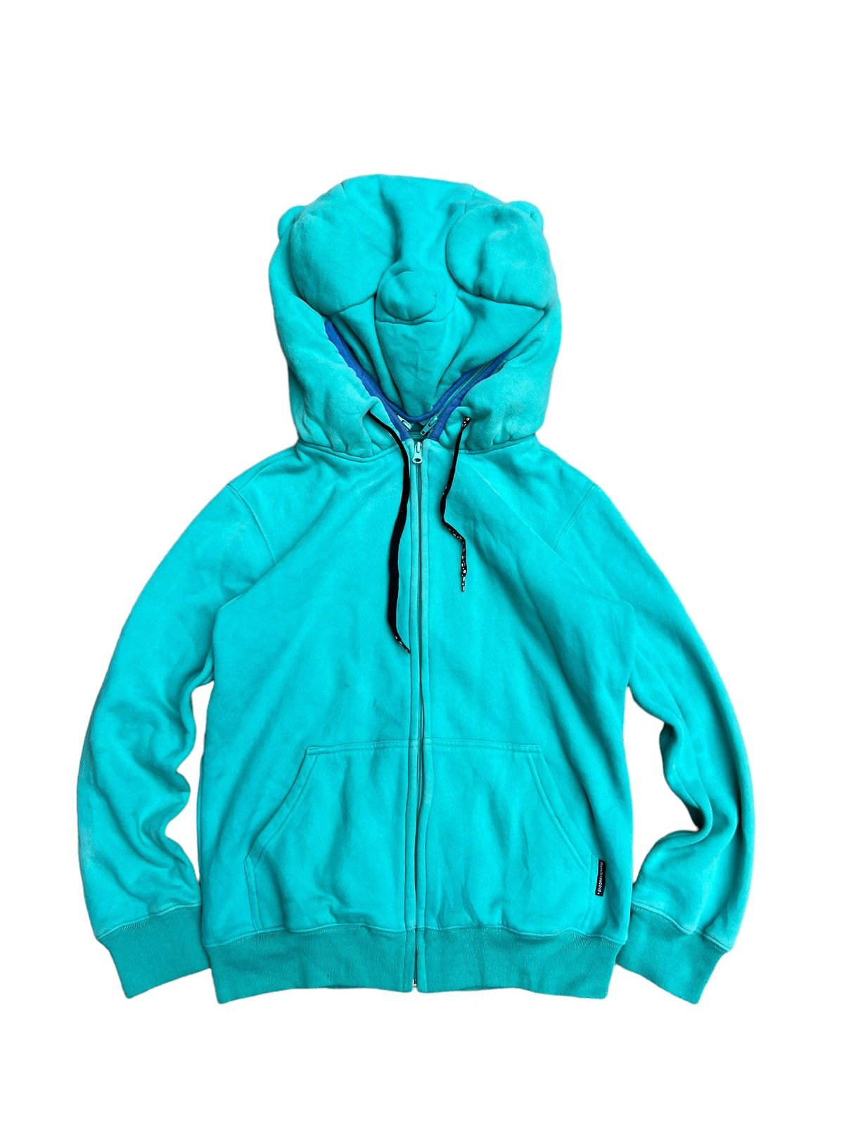 image of Final Home x Issey Miyake 2000’S Mercibeaucoup 3D Aquatic Panda Head Zip Hoodie in Green (Size Medi