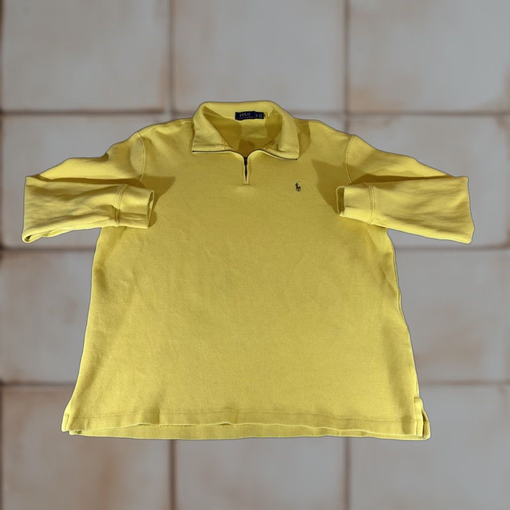Polo Ralph Lauren Polo Ralph Lauren Sweater Mens XL Yellow 1/4 Zip Pullover Knit Cotton Preppy Casual Size US XL / EU 56 / 4 - 1 Thumbnail