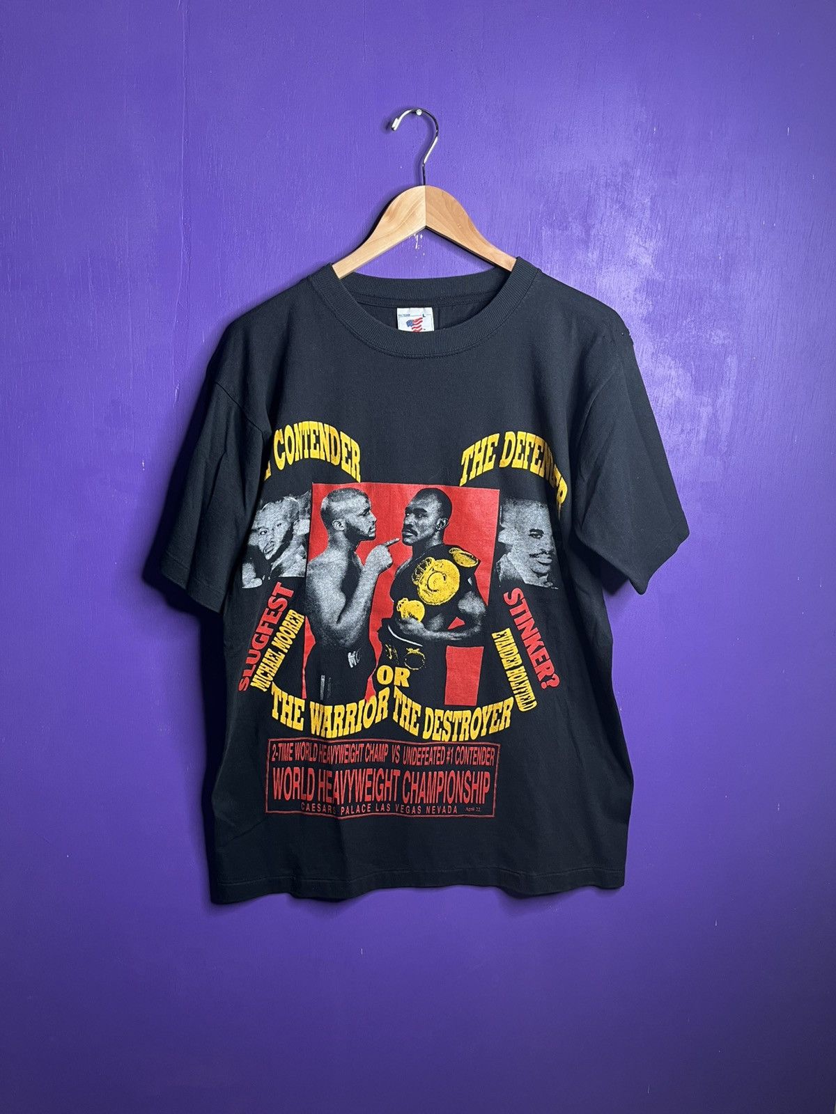 Vintage Vintage 90s Holyfield vs Moorer title fight t-shirt Size US L / EU 52-54 / 3 - 1 Thumbnail