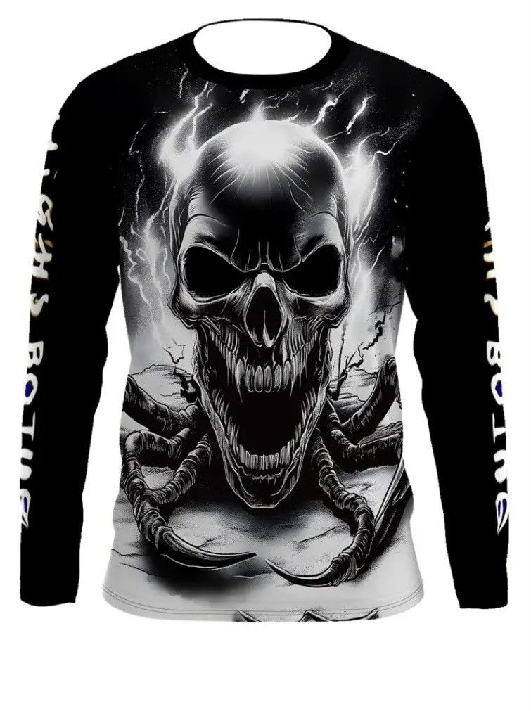 Other Medium Gothic Men's Skull Print Grunge Long Sleeve T-Shirt Size US M / EU 48-50 / 2 - 4 Thumbnail