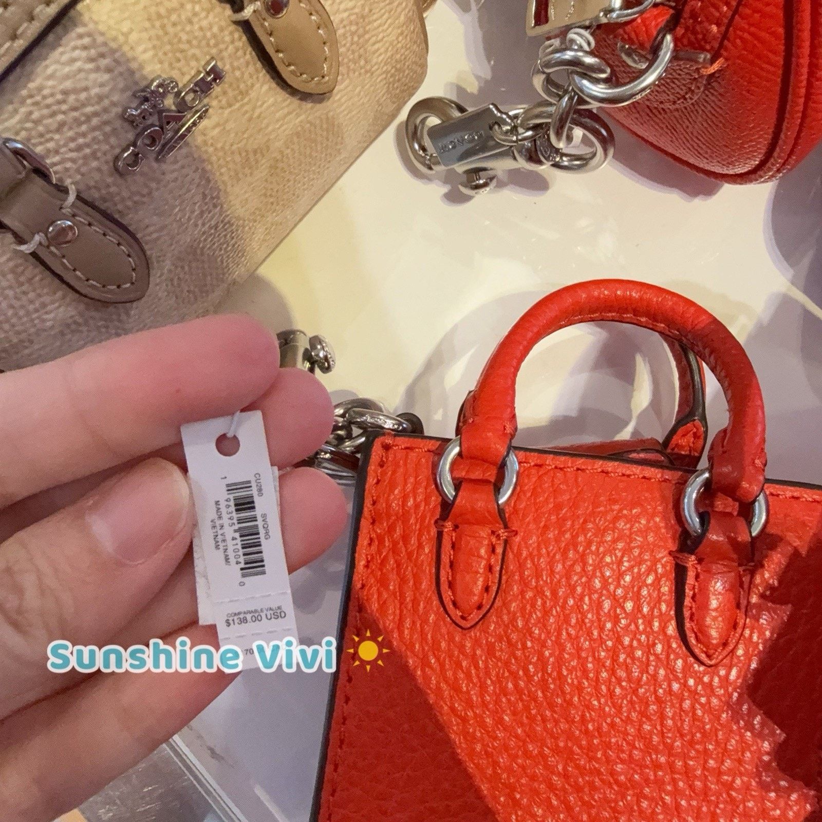 Coach NWT Coach North South Mini Tote Leather Bag Charm CU280 Red Size ONE SIZE - 4 Thumbnail