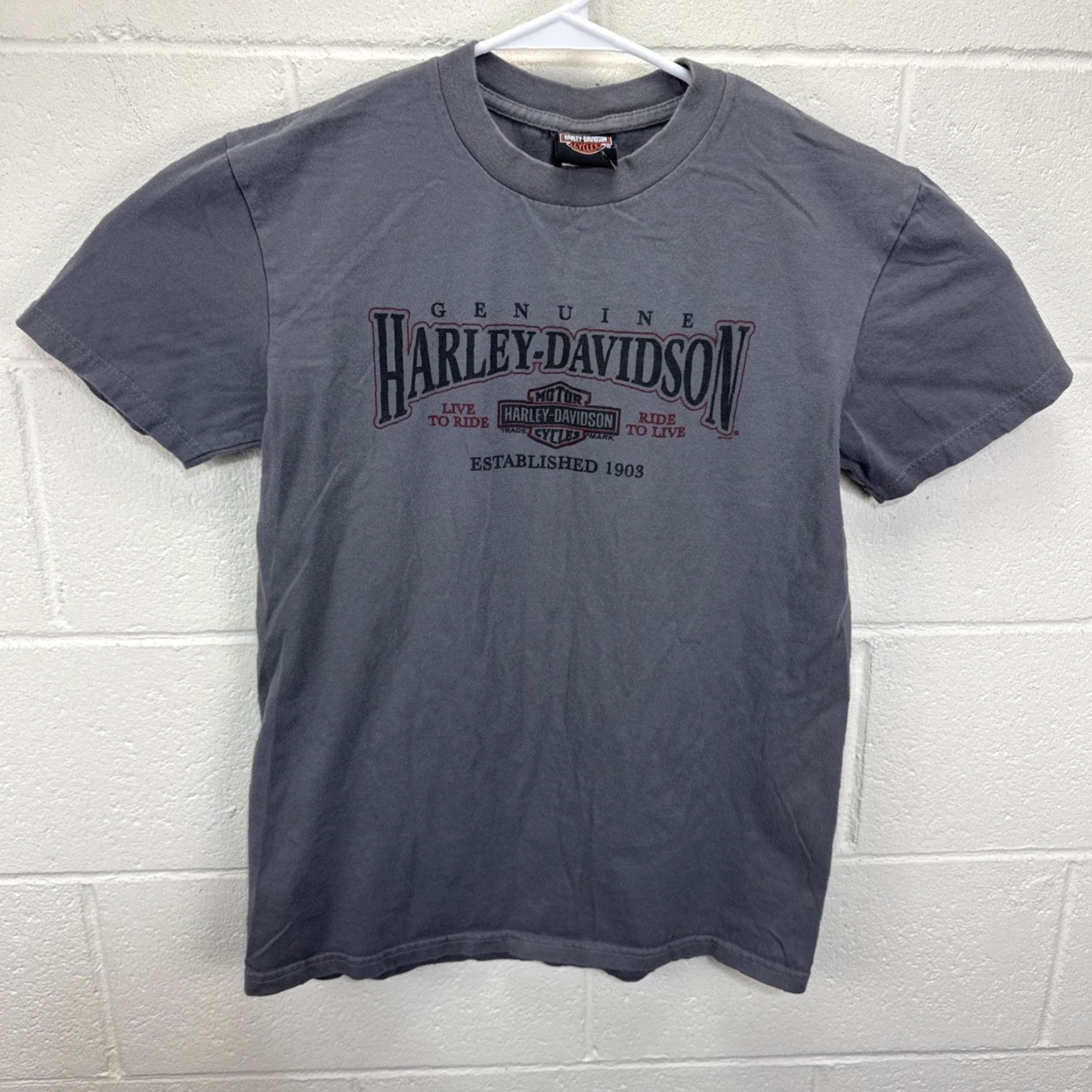 Harley Davidson Harley-Davidson T-Shirt Mens Medium Gray Graphic Print Woodstock New York Motorcycle Biker Tee Shirt Size US M / EU 48-50 / 2 - 2 Thumbnail