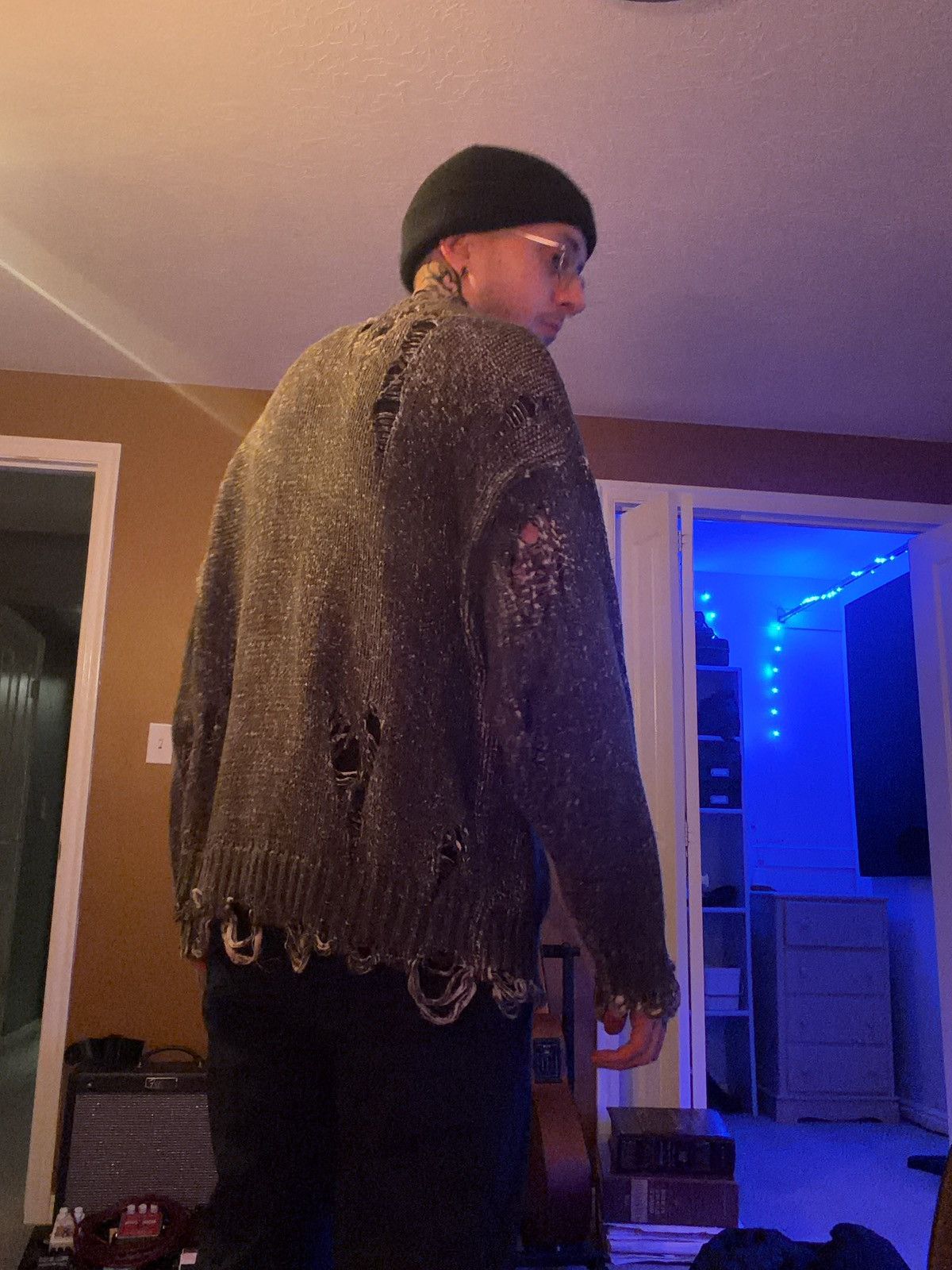 R13 R13 Dark Olive Distressed Oversize Sweater Size US S / EU 44-46 / 1 - 4 Thumbnail