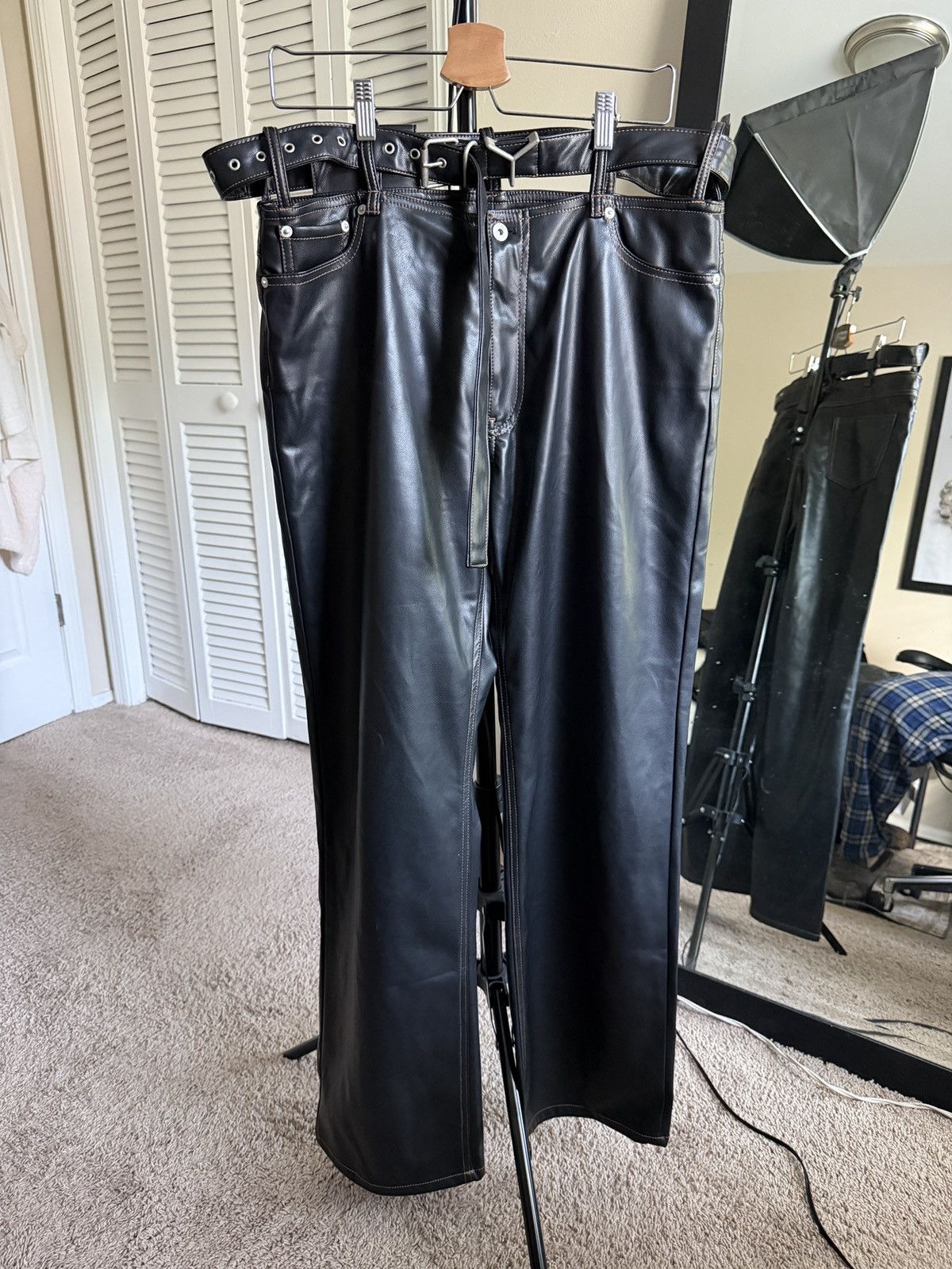 Y/Project Y Project faux leather Y belt pants Size US 36 / EU 52 - 1 Thumbnail