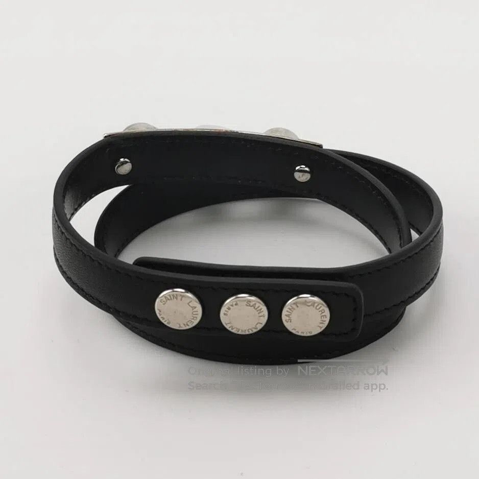 Saint Laurent Paris Saint Laurent Leather Metal Decor Bracelet. Size ONE SIZE - 4 Thumbnail