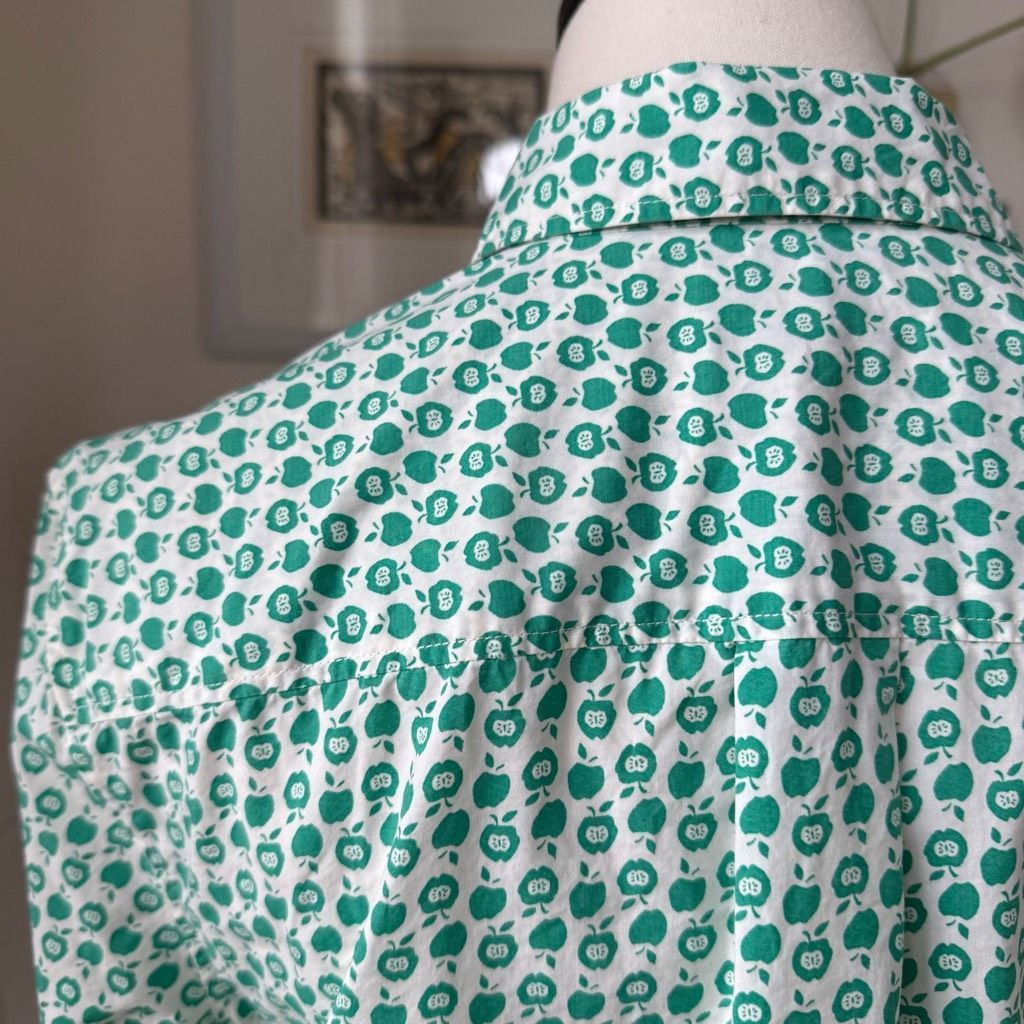 Other Talbots Green Apple Novelty Print 100% Cotton Half Button Po Size L / US 10 / IT 46 - 3 Thumbnail