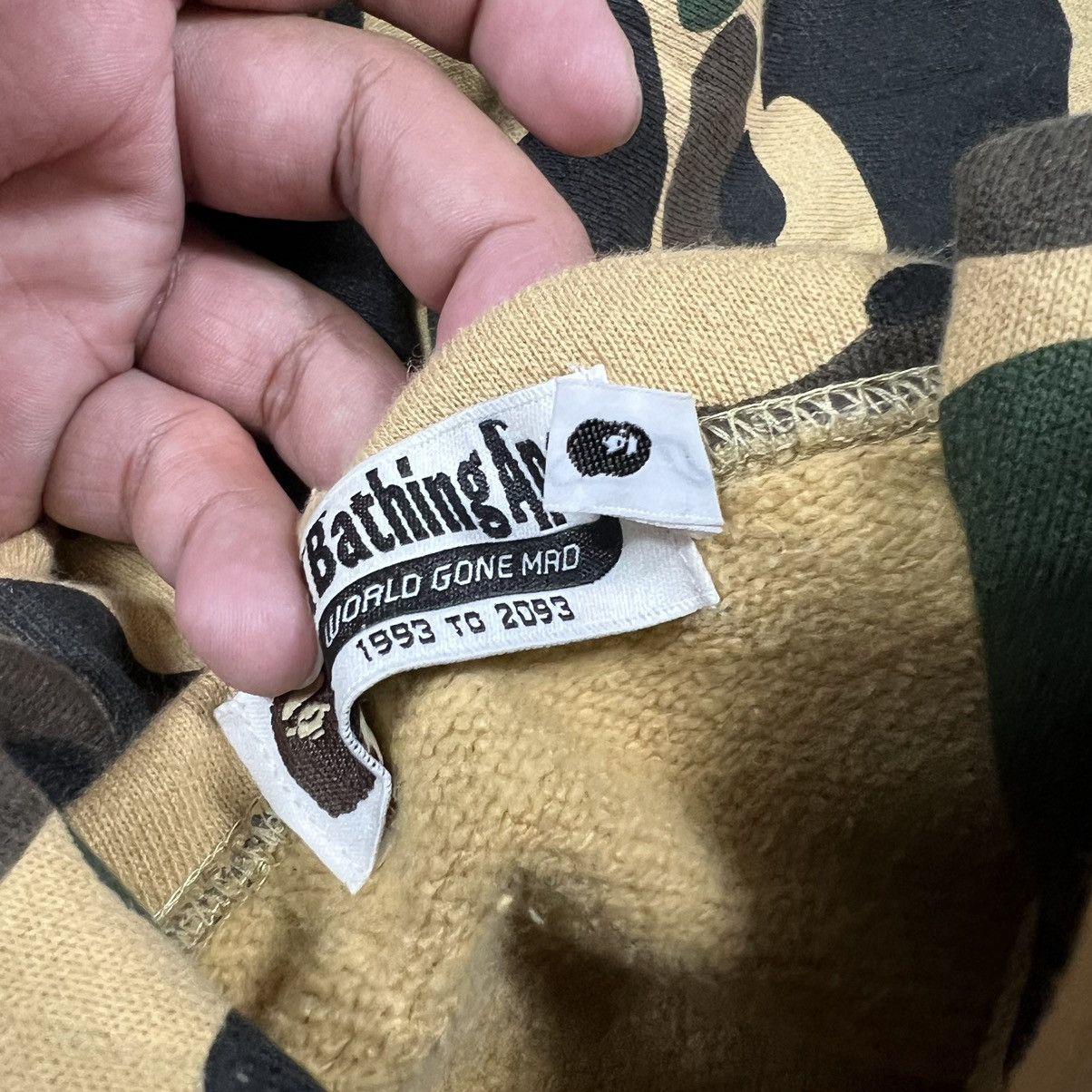 Bape × Nigo OG BAPE NIGO 1st YELLOW CAMO COLLEGE PULLOVER HOODIE Size US XL / EU 56 / 4 - 7 Thumbnail