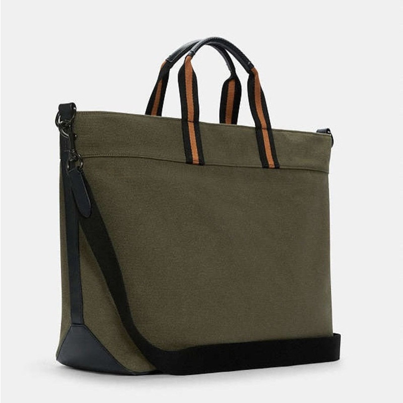 Coach COACH Olive Green Black Canvas Leather Zip Travel Tote Bag Size ONE SIZE - 12 Thumbnail