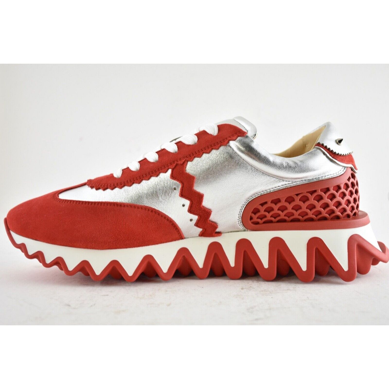 Christian Louboutin Christian Louboutin Mens Loubishark Flat Red Silver Platform Size US 13 / EU 46 - 8 Thumbnail