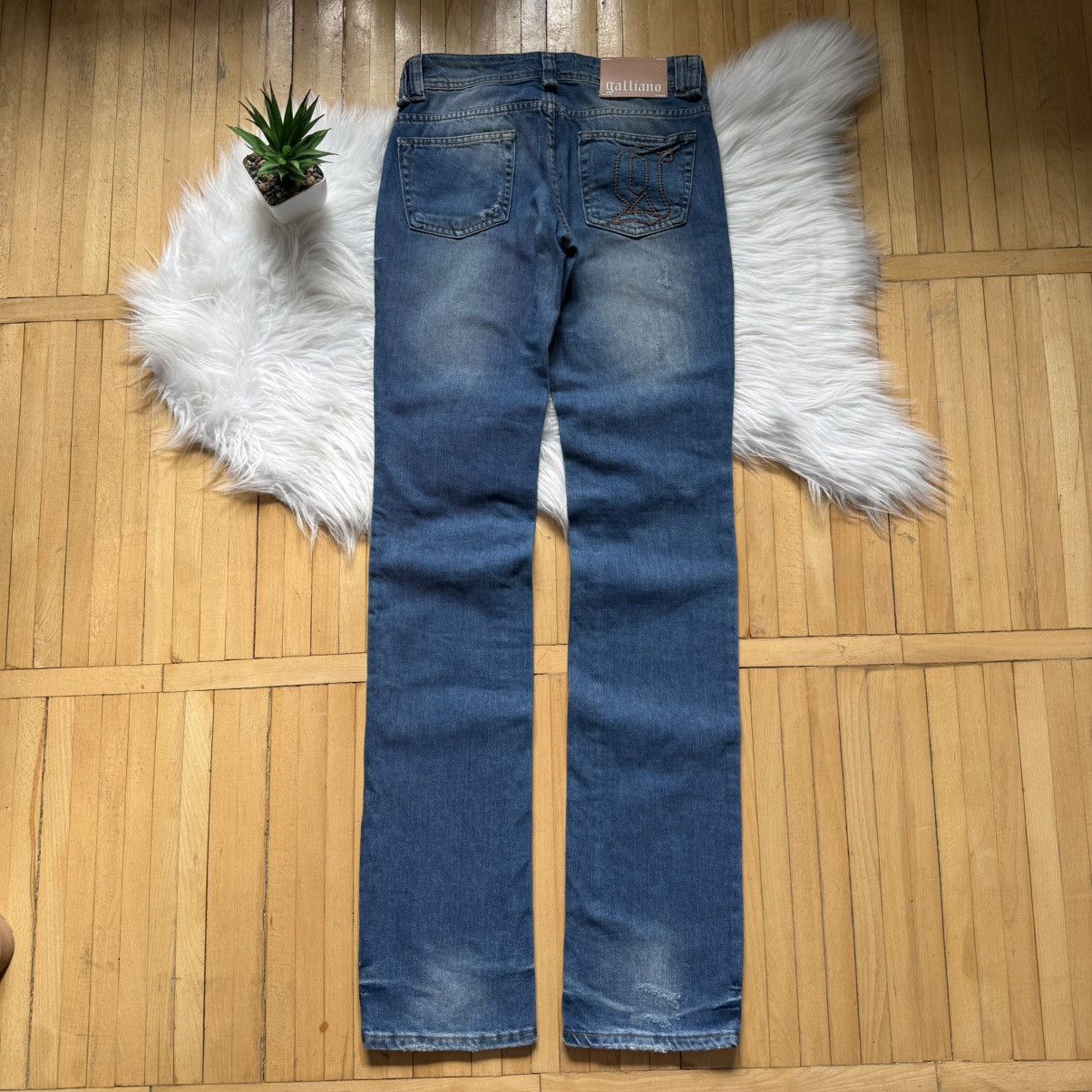 John Galliano 📌 NEW John Galliano Y2K 00s Big Logo Straight Jeans Size 25" / US 0 / IT 36 - 1 Thumbnail