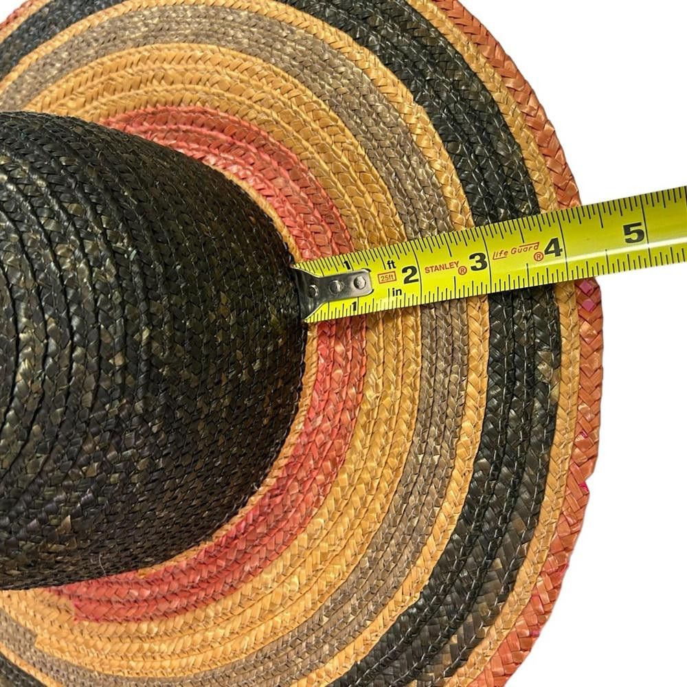 Designer Multicolor Striped Straw Summer Hat Size ONE SIZE - 5 Thumbnail