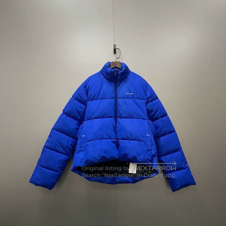 Balenciaga Balenciaga Blue Printed Logo Down Jacket Size US S / EU 44-46 / 1 - 1 Thumbnail