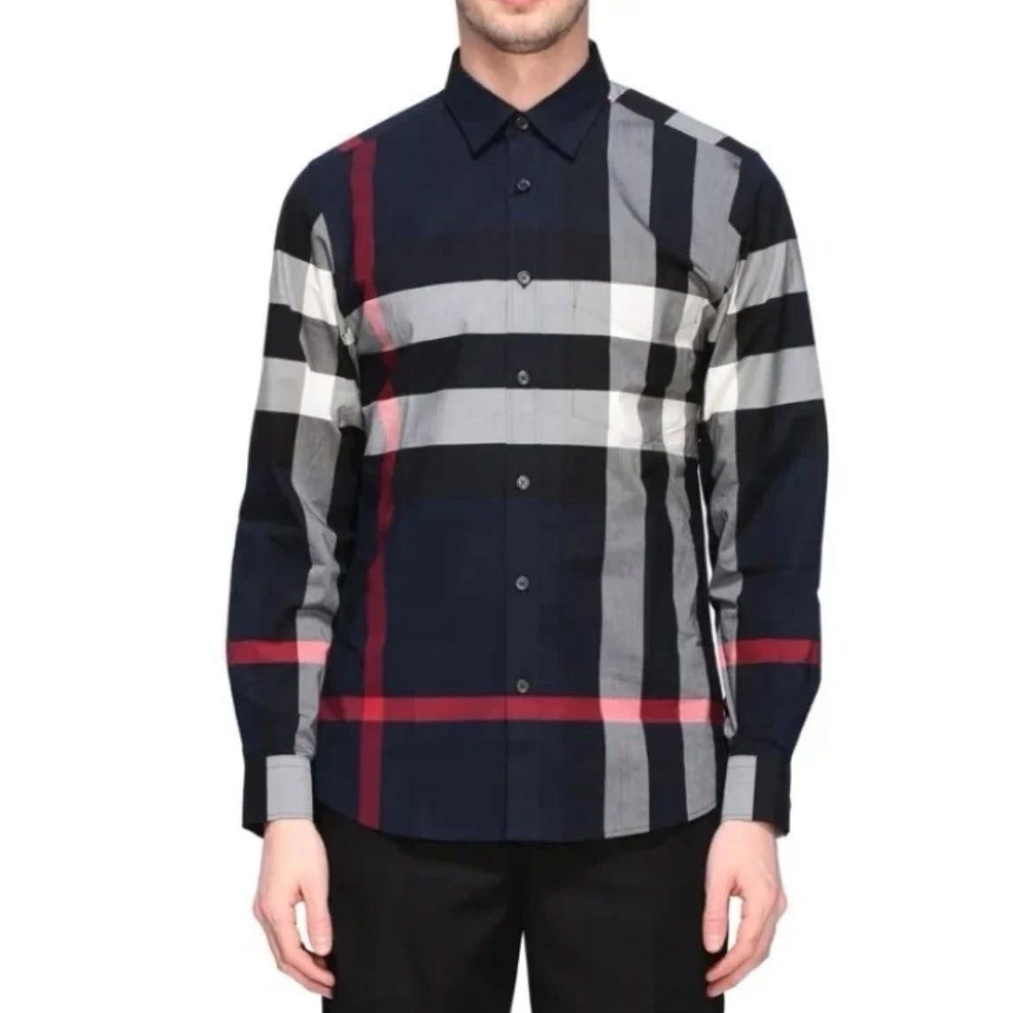 Burberry Burberry Blue Classic Check Pattern Long Sleeve Shirt K26WX Size US L / EU 52-54 / 3 - 8 Thumbnail