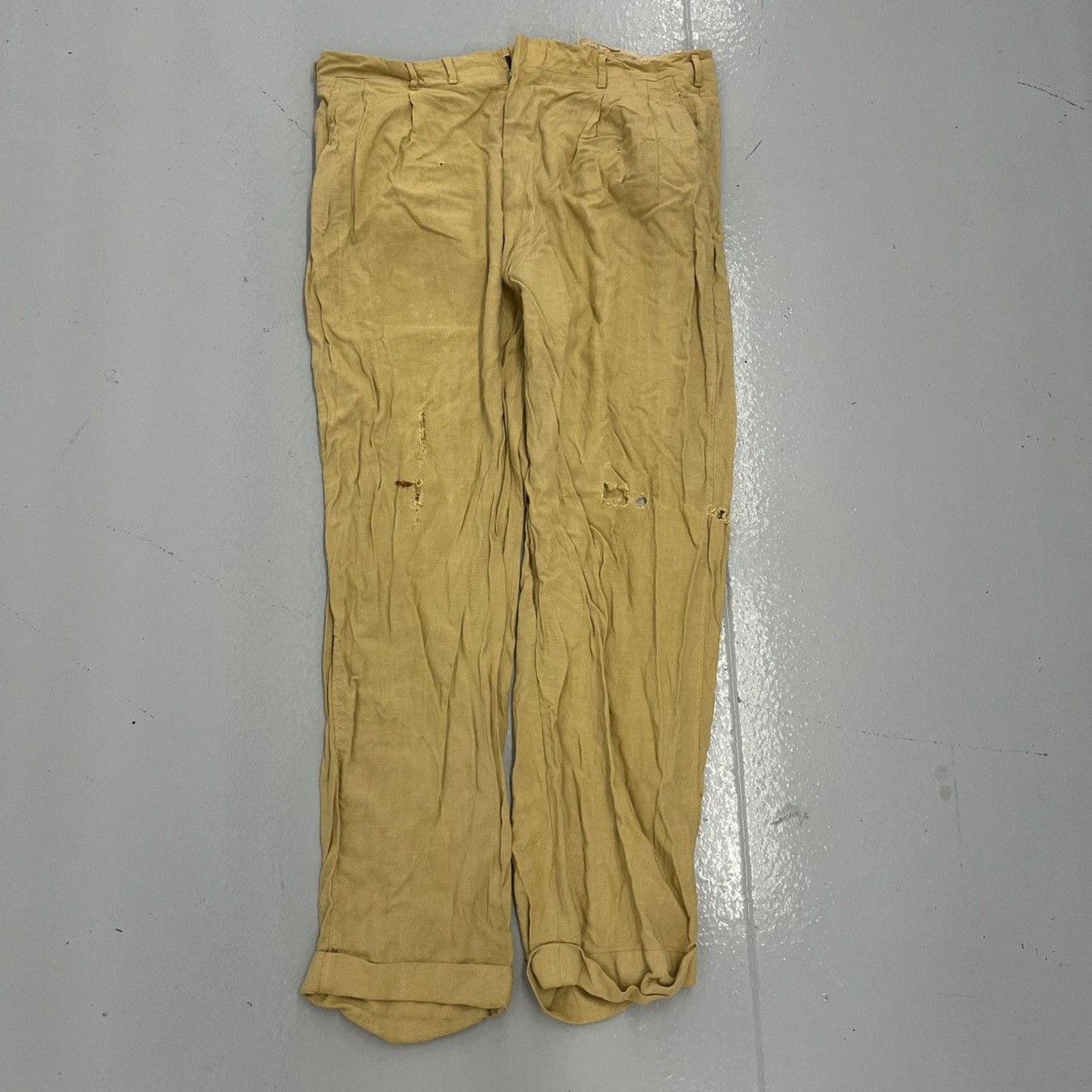 Other Vintage 50s Chico Slack Tan Rayon Pattern Trousers 36x29 Size US 36 / EU 52 - 1 Thumbnail