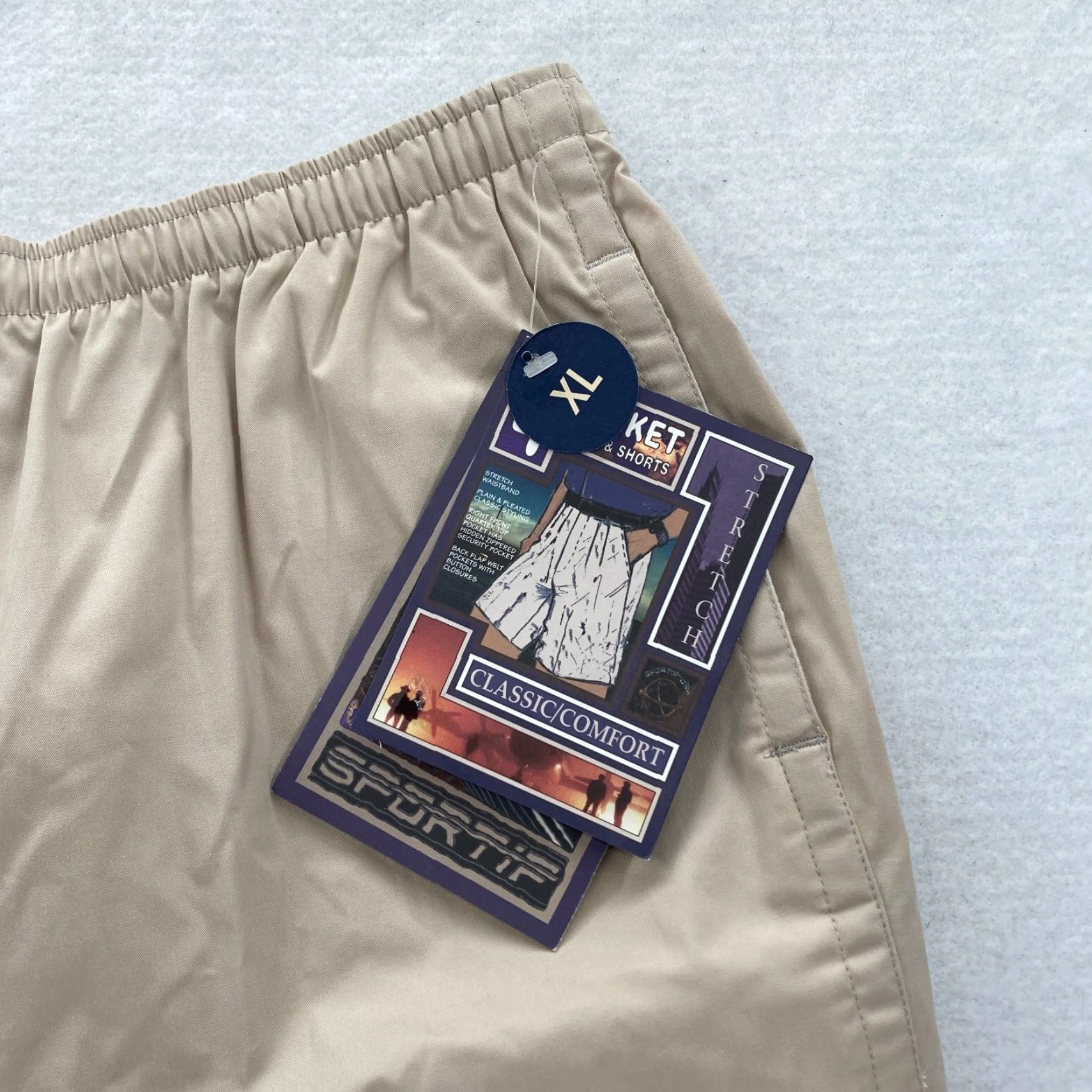 Vintage VINTAGE Sportif Pants Mens XL Khaki Beige Stretch Fabric Waistband Straight NWT Size US 36 / EU 52 - 3 Thumbnail