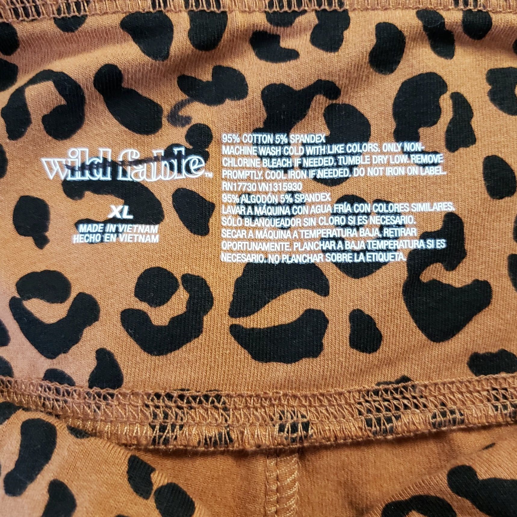 Vintage Wild Fable Womens High Rise Leggings XL Brown Animal Print Cotton Leggings Women Knits Casual 26.5 Inseam Rise 11" XS-XL Minus Tags Size 40" / US 18 - 6 Thumbnail