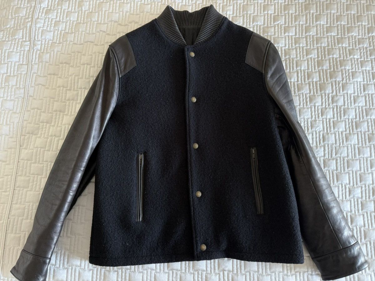 Givenchy Givenchy Black Leather Sleeved Varsity Baseball Jacket sz 52 Size US L / EU 52-54 / 3 - 1 Thumbnail