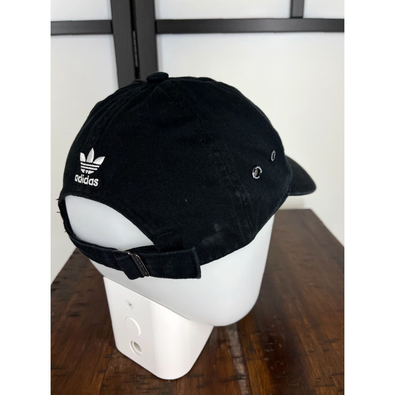 Adidas Adidas Hat Cap Strap Back Adult One Size Black Cotton Embroidered 3 Stripe Twill Size ONE SIZE - 7 Thumbnail