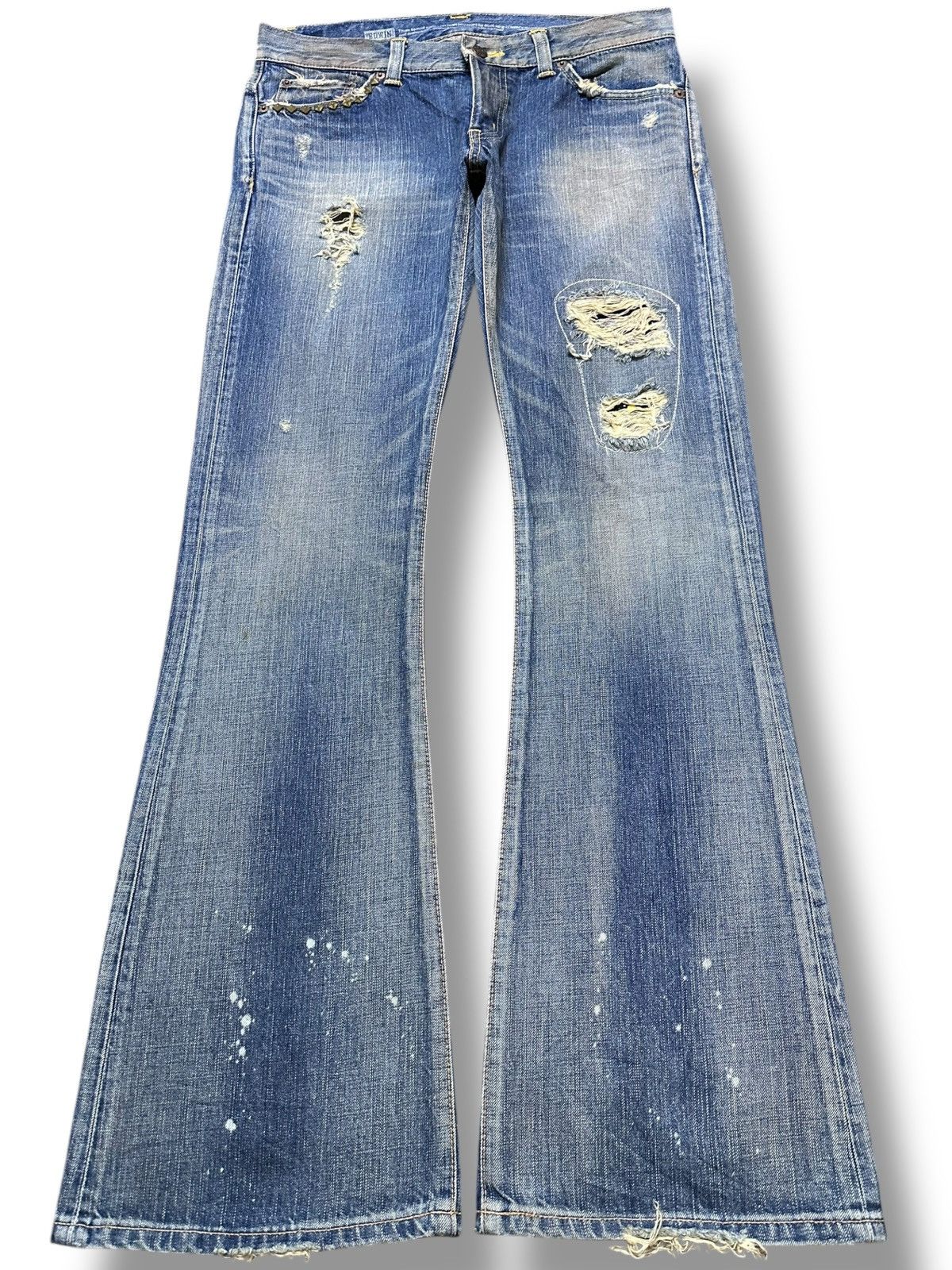 Edwin Vintage Edwin 53531 Flare Studded Grunge Distressed Denim Size US 32 / EU 48 - 1 Thumbnail