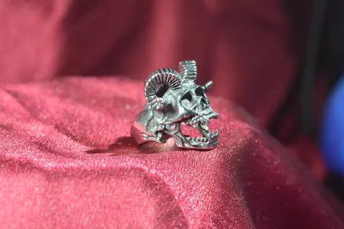 Jewelry Skull Punk Jewelry Rings Open Size Chrome Ring (Size 7-13) Size ONE SIZE - 2 Thumbnail