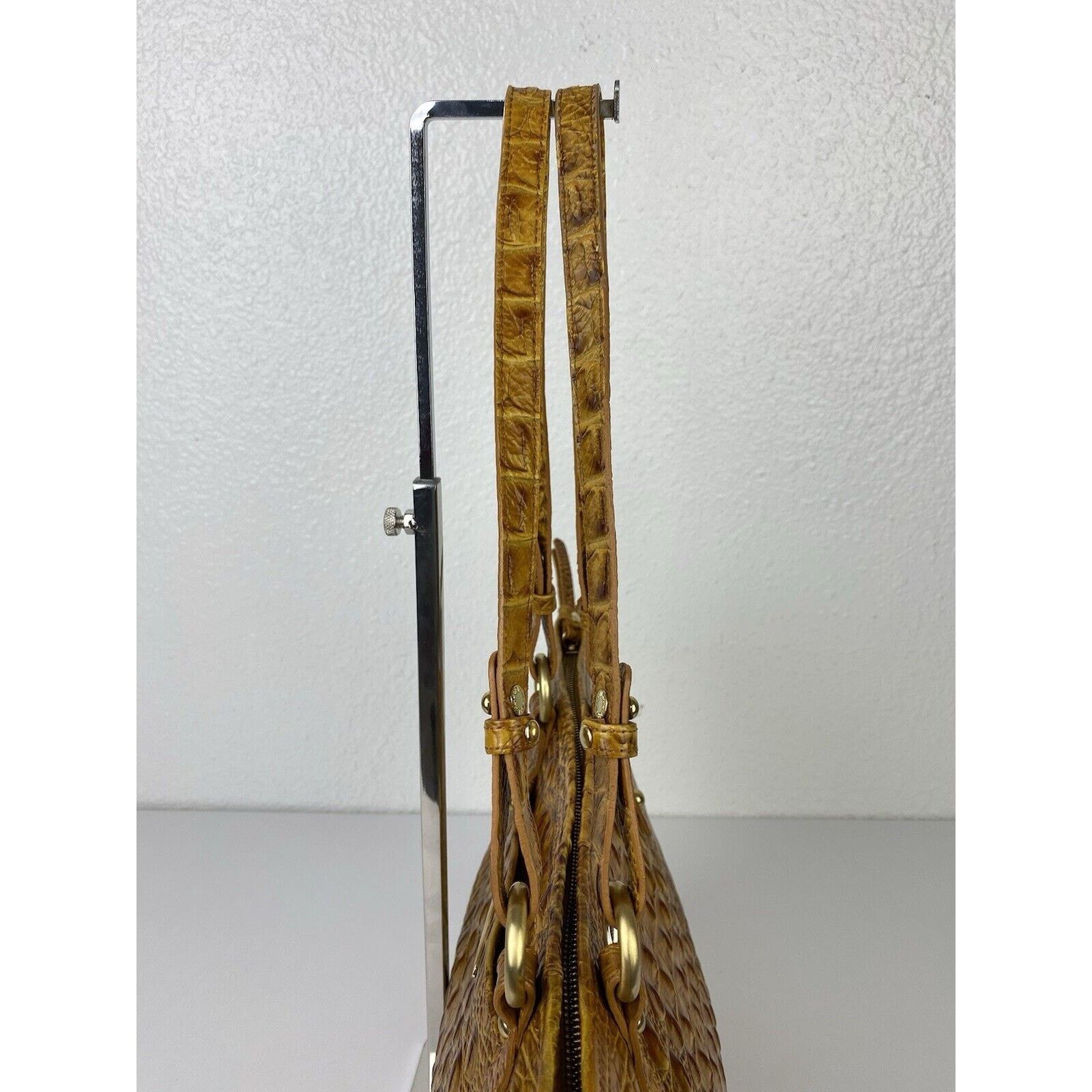BRAHMIN Brahmin Alden Brown Croc Embossed Leather Shoulder Purse Bag Size ONE SIZE - 10 Thumbnail
